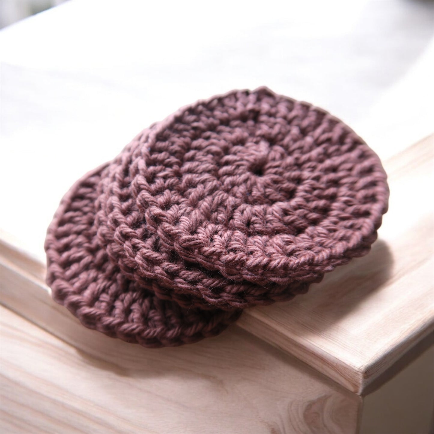 Lightweight handmade brown crochet earrings – natural cotton yarn