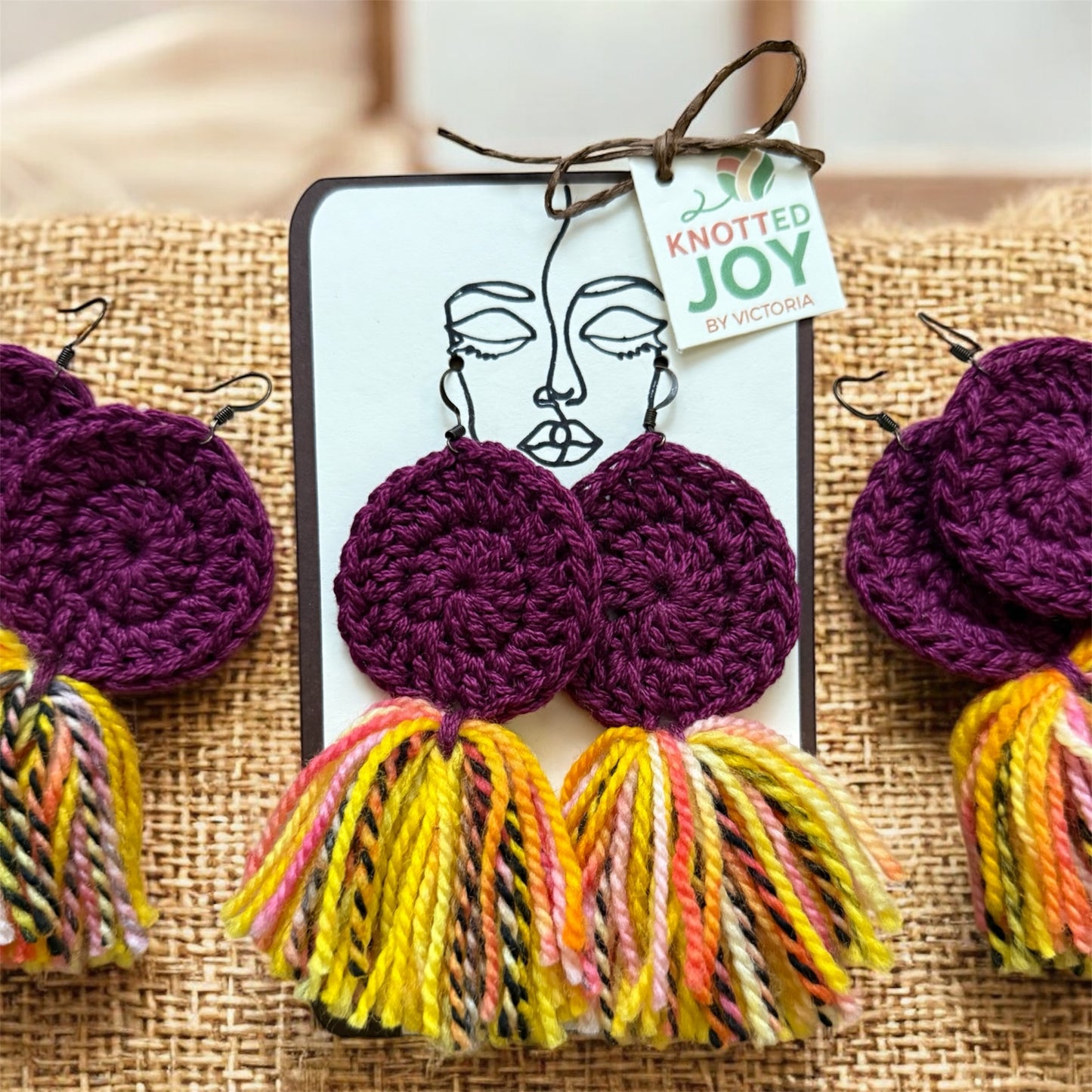 Colorful Purple Fringe Earrings