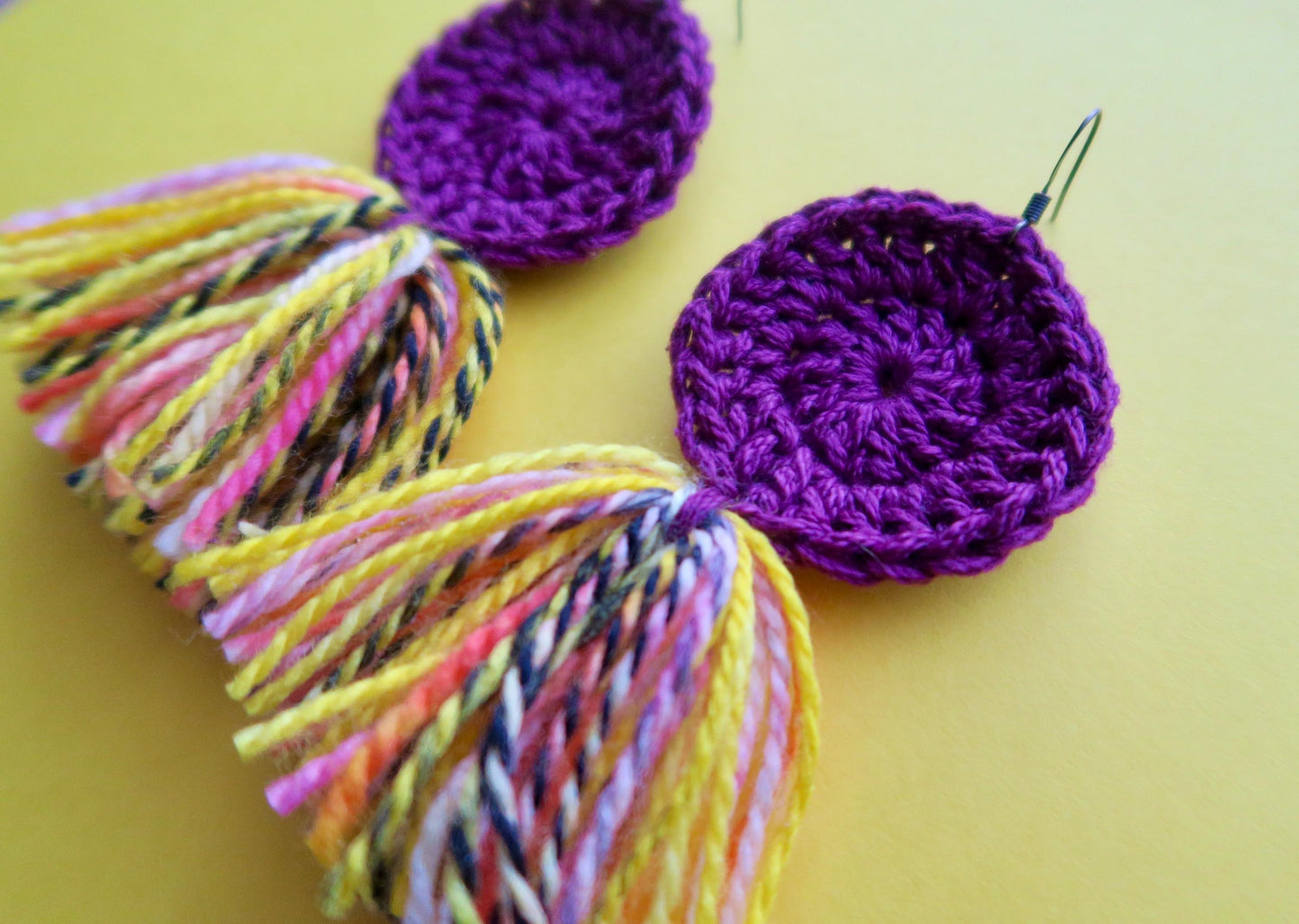 Colorful Purple Fringe Earrings