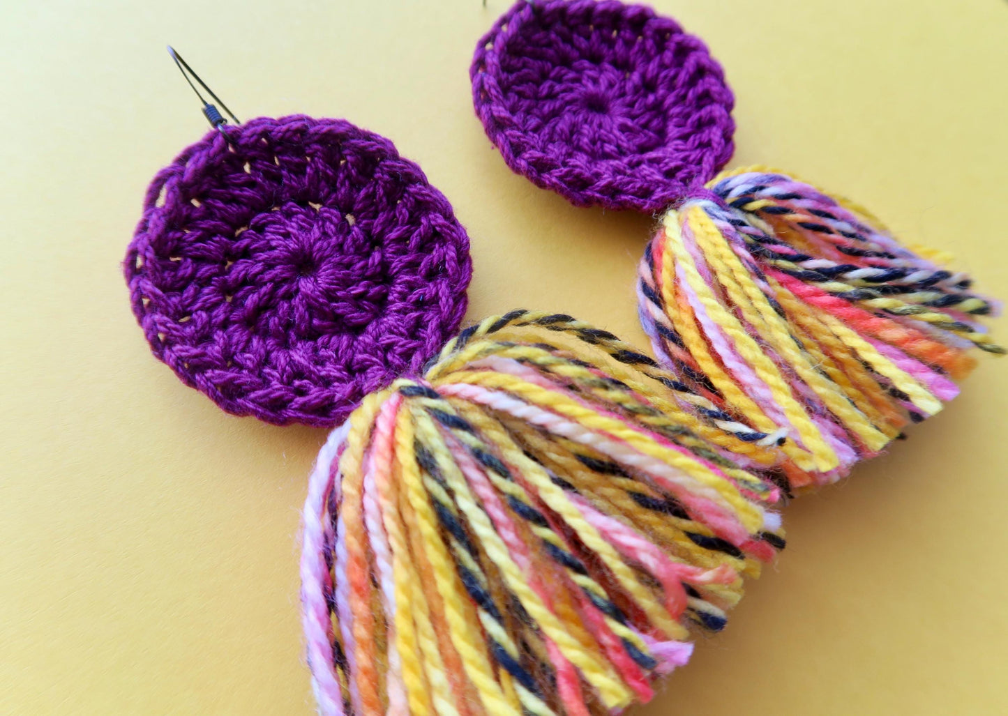 Colorful Purple Fringe Earrings