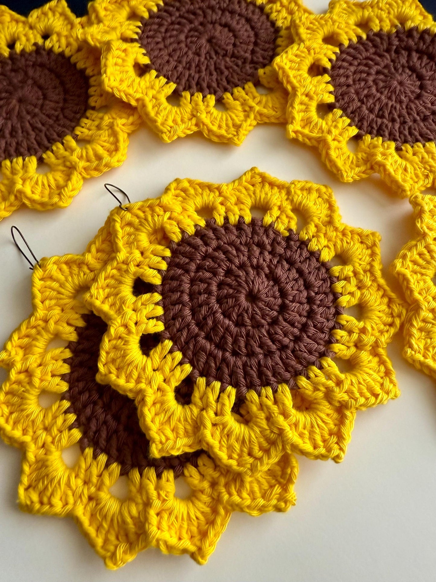 Crochet Sunflower Earrings
