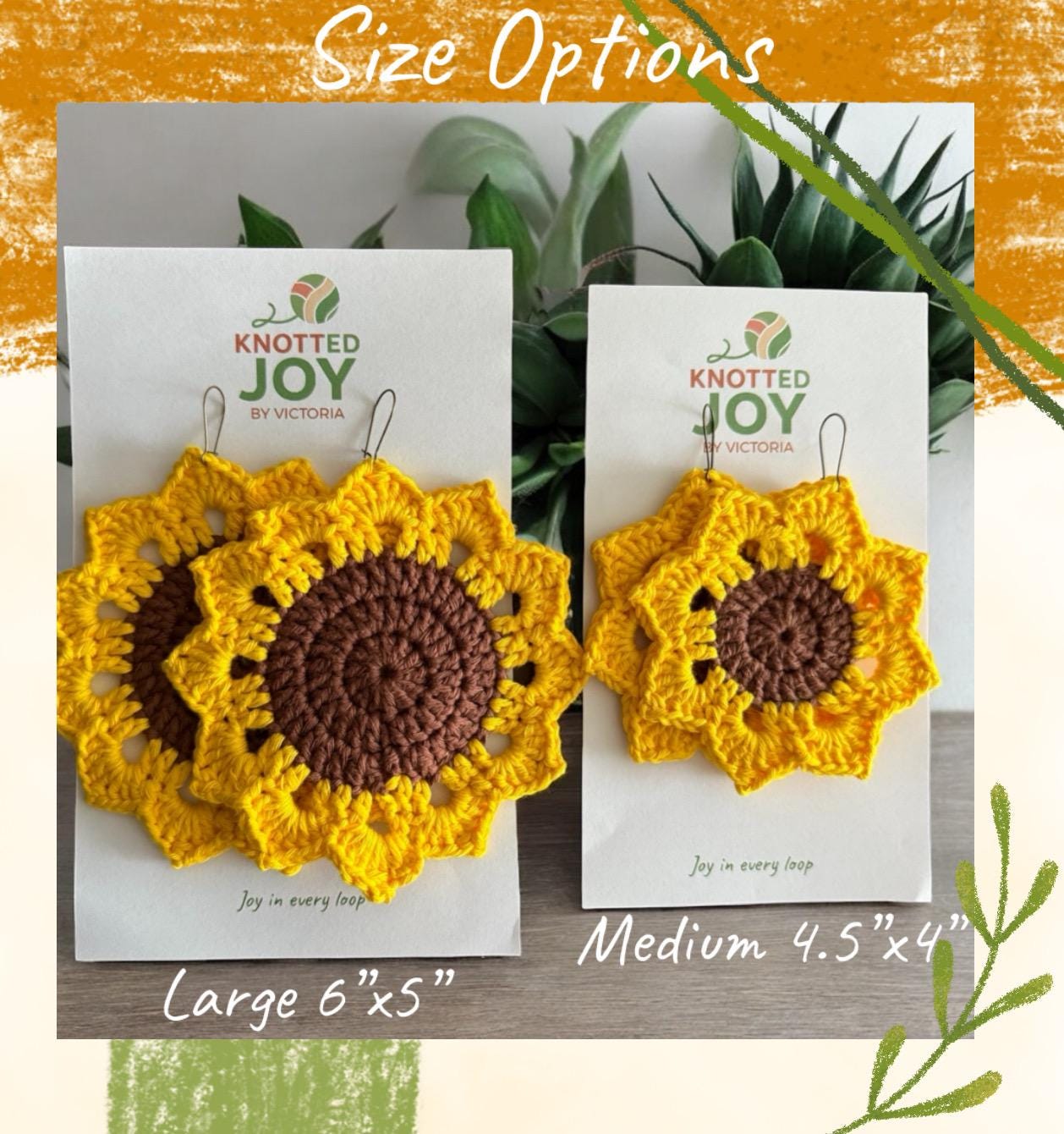 Crochet Sunflower Earrings