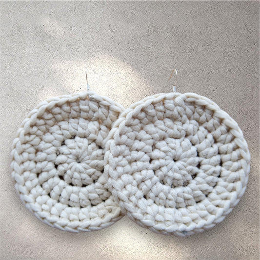 Large Cream Crochet Earrings