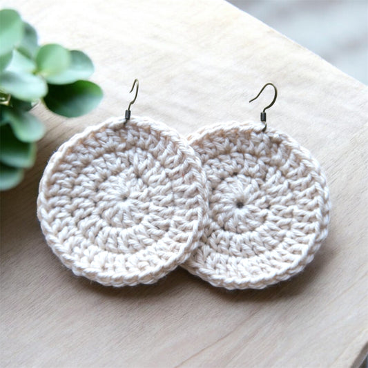 Crochet natural cotton earrings
