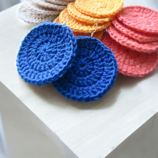 Lightweight cotton blue crochet earrings – boho jewelry