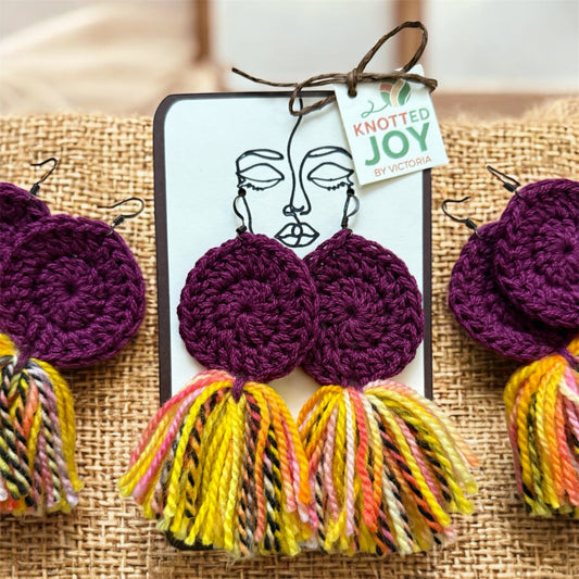 Colorful Purple Fringe Earrings