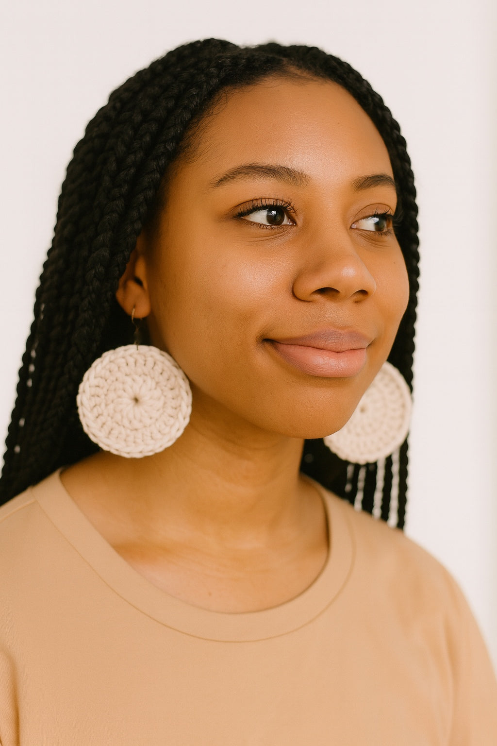 Crochet natural cotton earrings