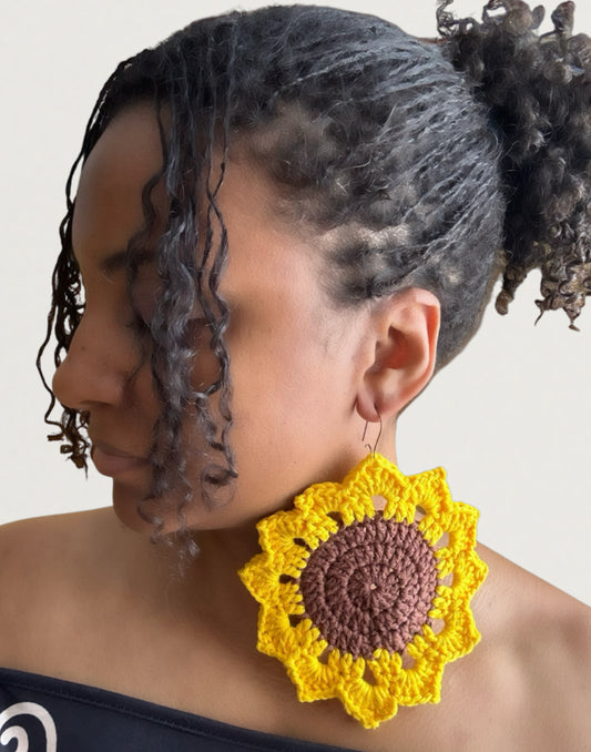 Crochet Sunflower Earrings